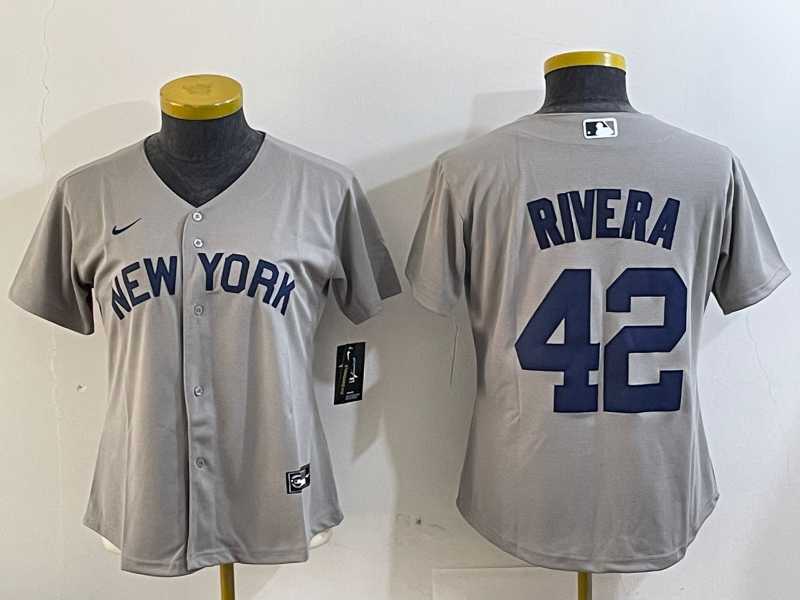 Womens New York Yankees #42 Mariano Rivera Grey Field of Dreams Cool Base Jersey